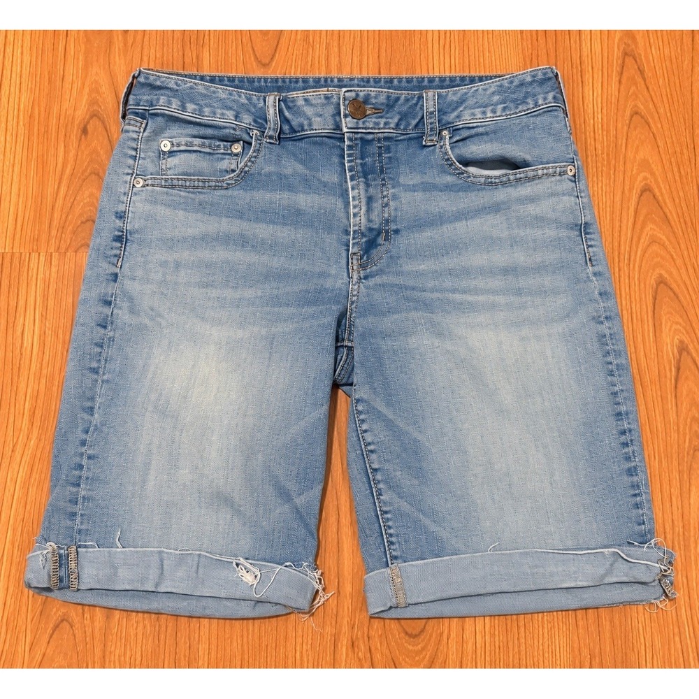 American Eagle Outfitters Women's Distressed Denim Bermuda Shorts Size 14